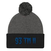 Load image into Gallery viewer, 93 TM 11 Pom-Pom Beanie ( Blue Letters & Black Outline )