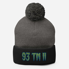 Load image into Gallery viewer, 93 TM 11 Pom-Pom Beanie ( Green Letters & Blue Outline )