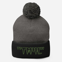 Load image into Gallery viewer, TM4L Pom-Pom Beanie ( Black Letters & Green Outline )