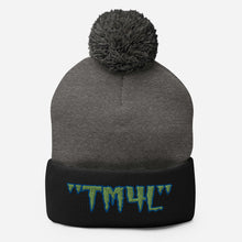Load image into Gallery viewer, TM4L Pom-Pom Beanie ( Green Letters & Blue Outline )