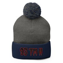 Load image into Gallery viewer, 93 TM 11 Pom-Pom Beanie ( Black Letters & Red Outline )