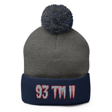 Load image into Gallery viewer, 93 TM 11 Pom-Pom Beanie ( Grey Letters & Red Outline )