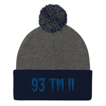Load image into Gallery viewer, 93 TM 11 Pom-Pom Beanie ( Blue Letters & Black Outline )