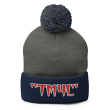 Load image into Gallery viewer, TM4L Pom-Pom Beanie ( Red Letters & White Outline )