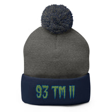 Load image into Gallery viewer, 93 TM 11 Pom-Pom Beanie ( Green Letters & Blue Outline )