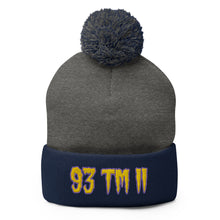 Load image into Gallery viewer, 93 TM 11 Pom-Pom Beanie ( Gold Letters & Purple Outline )