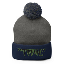 Load image into Gallery viewer, TM4L Pom-Pom Beanie ( Black Letters & Green Outline )