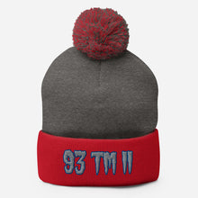 Load image into Gallery viewer, 93 TM 11 Pom-Pom Beanie ( Grey Letters & Blue Outline )