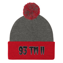 Load image into Gallery viewer, 93 TM 11 Pom-Pom Beanie ( Black Letters & Grey Outline )