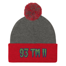 Load image into Gallery viewer, 93 TM 11 Pom-Pom Beanie ( Green Letters & Blue Outline )