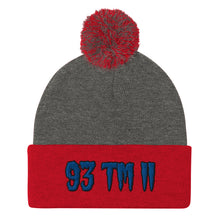 Load image into Gallery viewer, 93 TM 11 Pom-Pom Beanie ( Blue Letters & Black Outline )