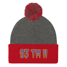 Load image into Gallery viewer, 93 TM 11 Pom-Pom Beanie ( Purple Letters & Gold Outline )