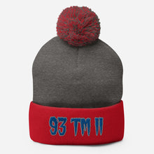 Load image into Gallery viewer, 93 TM 11 Pom-Pom Beanie ( Blue Letters & Grey Outline )