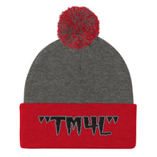 Load image into Gallery viewer, TM4L Pom-Pom Beanie ( Black Letters & Grey Outline )
