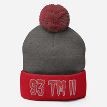 Load image into Gallery viewer, 93 TM 11 Pom-Pom Beanie ( Red Letters & Grey Outline )