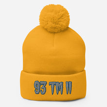 Load image into Gallery viewer, 93 TM 11 Pom-Pom Beanie ( Grey Letters & Blue Outline )
