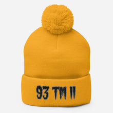 Load image into Gallery viewer, 93 TM 11 Pom-Pom Beanie ( Black Letters & Grey Outline )