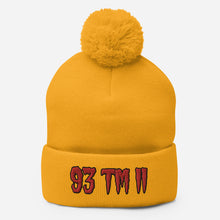 Load image into Gallery viewer, 93 TM 11 Pom-Pom Beanie ( Red Letters & Black Outline )