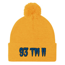 Load image into Gallery viewer, 93 TM 11 Pom-Pom Beanie ( Blue Letters & Black Outline )