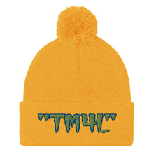 Load image into Gallery viewer, TM4L Pom-Pom Beanie ( Green Letters & Blue Outline )