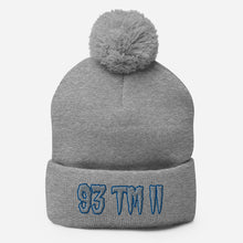 Load image into Gallery viewer, 93 TM 11 Pom-Pom Beanie ( Grey Letters & Blue Outline )