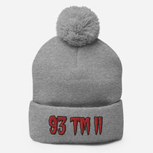 Load image into Gallery viewer, 93 TM 11 Pom-Pom Beanie ( Red Letters & Black Outline )