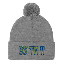 Load image into Gallery viewer, 93 TM 11 Pom-Pom Beanie ( Green Letters & Blue Outline )