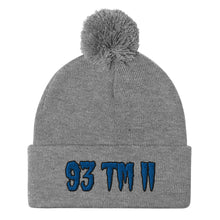 Load image into Gallery viewer, 93 TM 11 Pom-Pom Beanie ( Blue Letters & Black Outline )