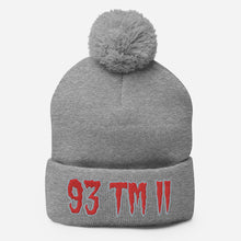 Load image into Gallery viewer, 93 TM 11 Pom-Pom Beanie ( Red Letters & Grey Outline )