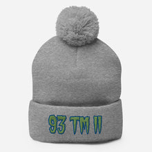 Load image into Gallery viewer, 93 TM 11 Pom-Pom Beanie ( Green Letters & Blue Outline )