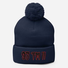 Load image into Gallery viewer, 93 TM 11 Pom-Pom Beanie ( Black Letters & Red Outline )