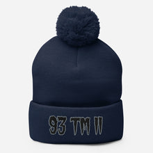 Load image into Gallery viewer, 93 TM 11 Pom-Pom Beanie ( Black Letters & Grey Outline )