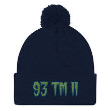 Load image into Gallery viewer, 93 TM 11 Pom-Pom Beanie ( Green Letters & Blue Outline )