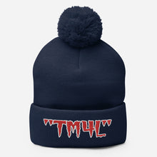 Load image into Gallery viewer, TM4L Pom-Pom Beanie ( Red Letters & White Outline )