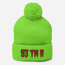 Load image into Gallery viewer, 93 TM 11 Pom-Pom Beanie ( Red Letters & Black Outline )