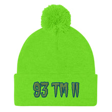 Load image into Gallery viewer, 93 TM 11 Pom-Pom Beanie ( Green Letters & Blue Outline )