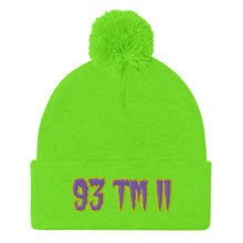 Load image into Gallery viewer, 93 TM 11 Pom-Pom Beanie ( Purple Letters & Gold Outline )