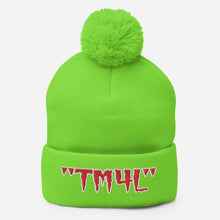Load image into Gallery viewer, TM4L Pom-Pom Beanie ( Red Letters & White Outline )