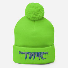 Load image into Gallery viewer, TM4L Pom-Pom Beanie ( Grey Letters & Blue Outline )