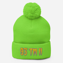 Load image into Gallery viewer, 93 TM 11 Pom-Pom Beanie ( Gold Letters & Purple Outline )