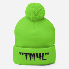 Load image into Gallery viewer, TM4L Pom-Pom Beanie ( Black Letters & Green Outline )