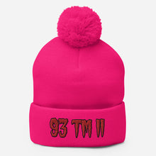 Load image into Gallery viewer, 93 TM 11 Pom-Pom Beanie ( Red Letters & Black Outline )