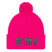 Load image into Gallery viewer, 93 TM 11 Pom-Pom Beanie ( Green Letters & Blue Outline )