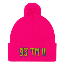 Load image into Gallery viewer, 93 TM 11 Pom-Pom Beanie ( Yellow Letters & Blue Outline )