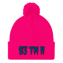 Load image into Gallery viewer, 93 TM 11 Pom-Pom Beanie ( Blue Letters & Black Outline )