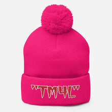 Load image into Gallery viewer, TM4L Pom-Pom Beanie ( Red Letters & White Outline )
