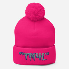 Load image into Gallery viewer, TM4L Pom-Pom Beanie ( Grey Letters & Blue Outline )