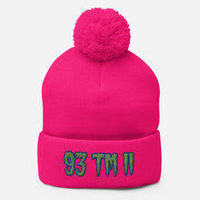 Load image into Gallery viewer, 93 TM 11 Pom-Pom Beanie ( Green Letters & Blue Outline )