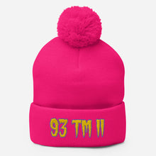 Load image into Gallery viewer, 93 TM 11 Pom-Pom Beanie ( Gold Letters & Purple Outline )