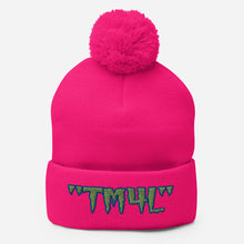 Load image into Gallery viewer, TM4L Pom-Pom Beanie ( Green Letters & Blue Outline )